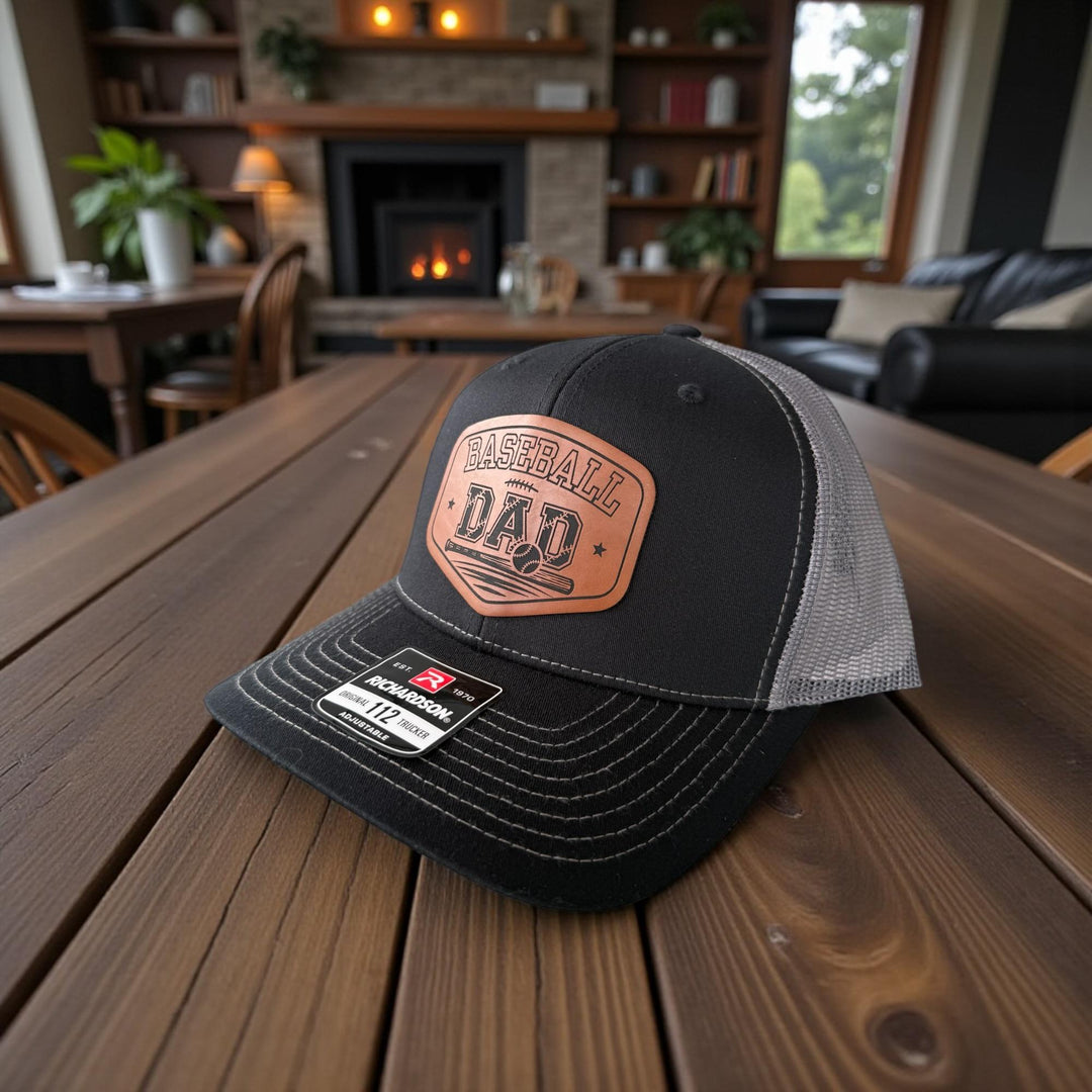 Baseball Dad Trucker Hat, Richardson 112 Snapback, Engraved Patch Cap for Baseball Games