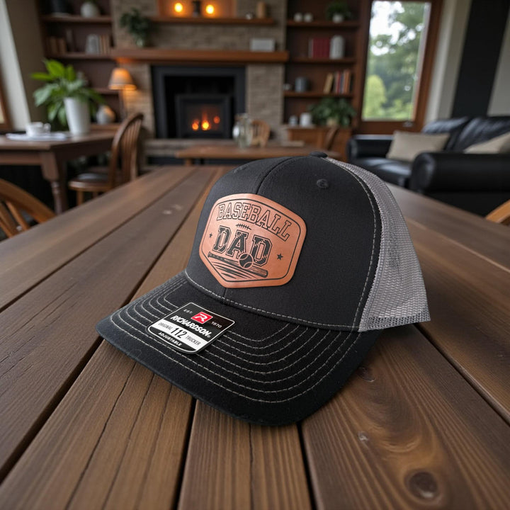 Baseball Dad Trucker Hat, Richardson 112 Snapback, Engraved Patch Cap for Baseball Games