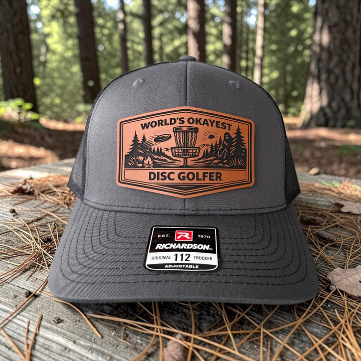 World’s Okayest Disc Golfer Hat, Funny Disc Golf Trucker Hat, Richardson 112 Snapback
