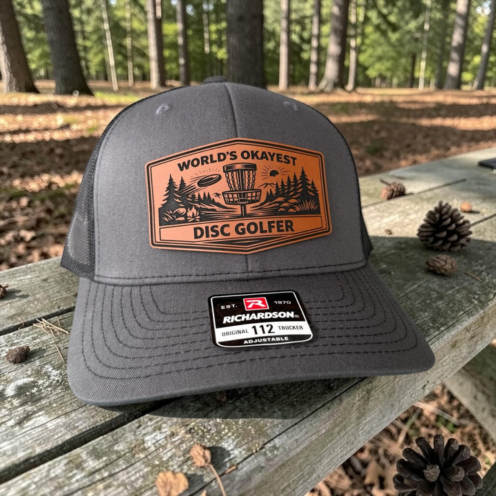 World’s Okayest Disc Golfer Hat, Funny Disc Golf Trucker Hat, Richardson 112 Snapback