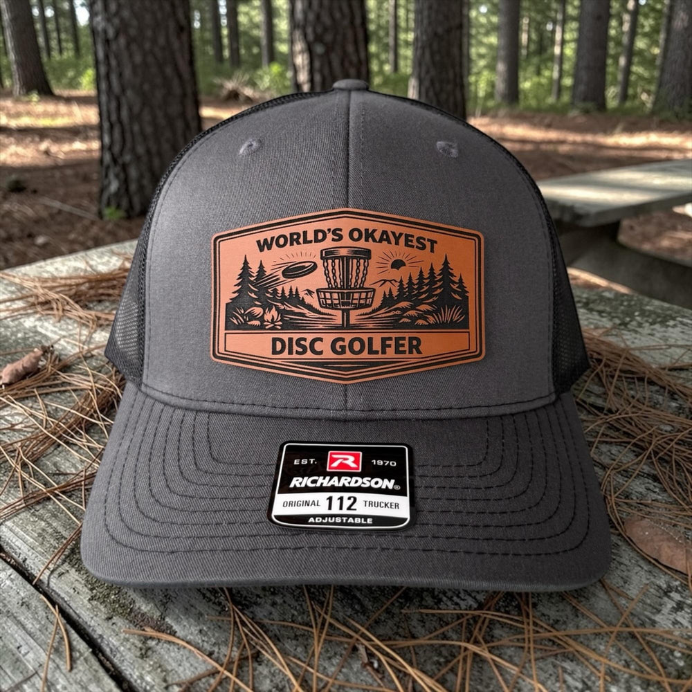 World’s Okayest Disc Golfer Hat, Funny Disc Golf Trucker Hat, Richardson 112 Snapback