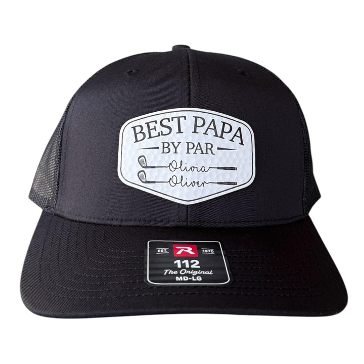 Personalized Best Dad By Par Hat, Custom Papa Grandpa Golf Cap with Kids Names, Father's Day Golf Gift
