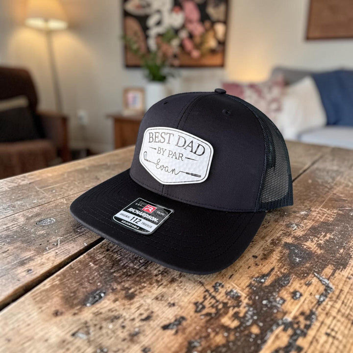 Personalized Best Dad By Par Hat, Custom Papa Grandpa Golf Cap with Kids Names, Father's Day Golf Gift