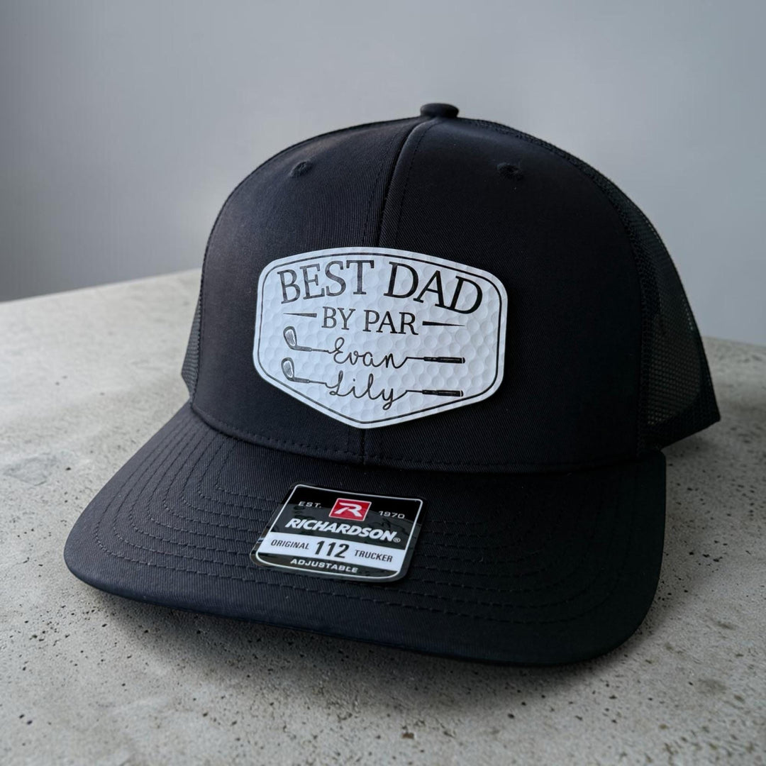 Personalized Best Dad By Par Hat, Custom Papa Grandpa Golf Cap with Kids Names, Father's Day Golf Gift