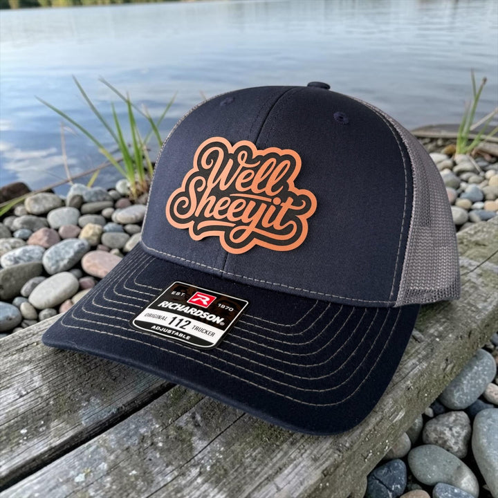 Well Sheeyit Trucker Hat, Leather Patch Snapback, Richardson 112, Funny Southern Saying Hat