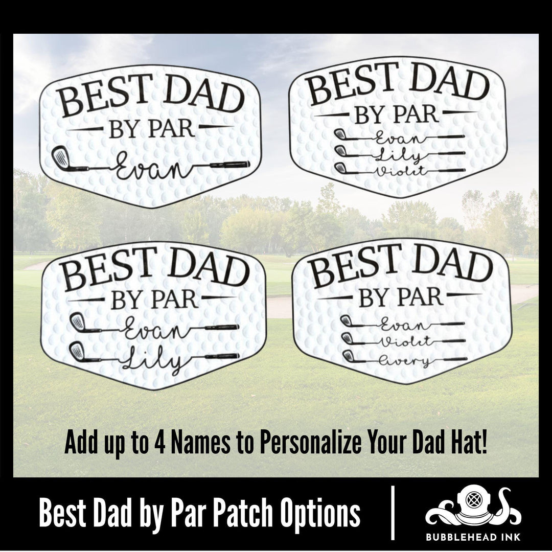 Personalized Best Dad By Par Hat, Custom Papa Grandpa Golf Cap with Kids Names, Father's Day Golf Gift