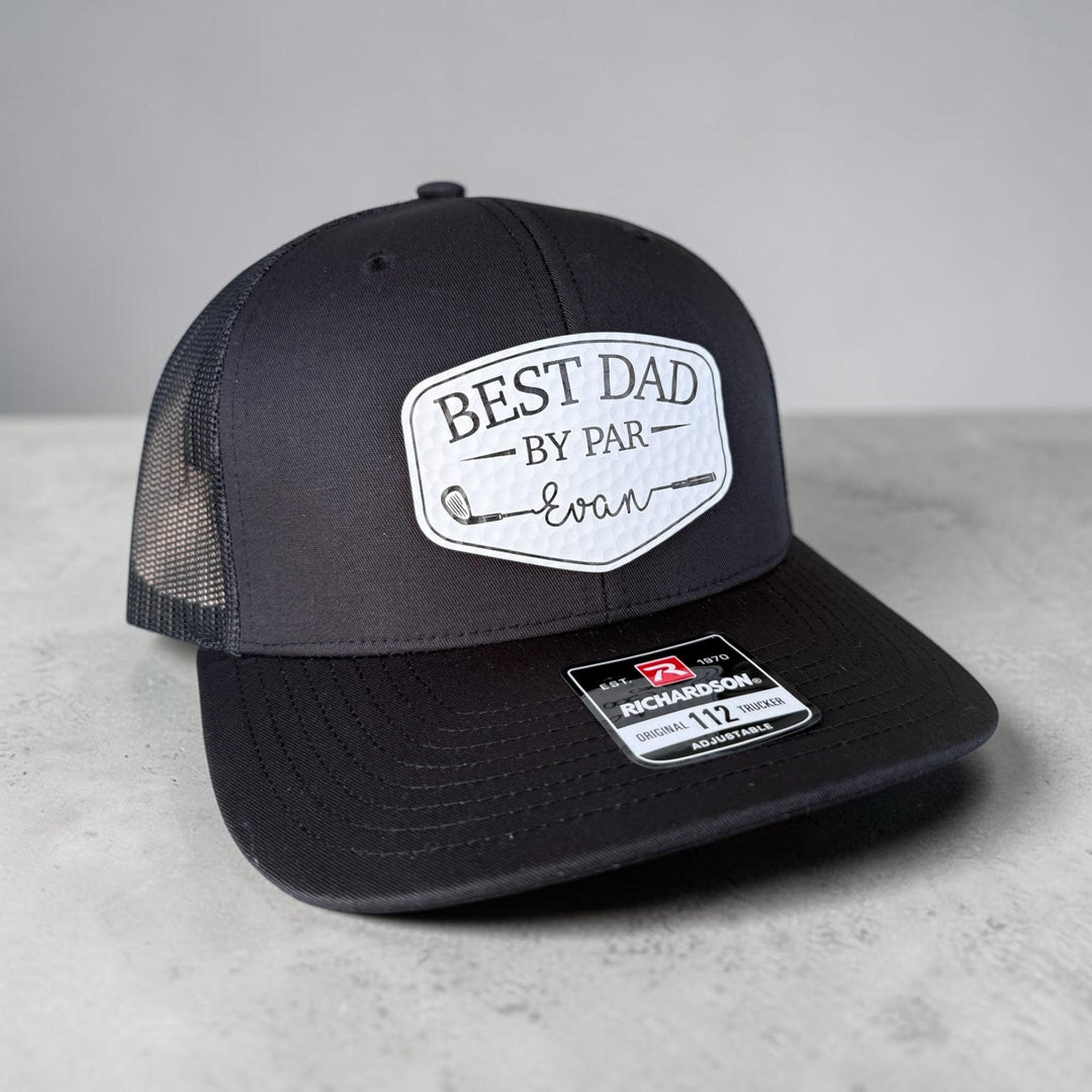 Personalized Best Dad By Par Hat, Custom Papa Grandpa Golf Cap with Kids Names, Father's Day Golf Gift