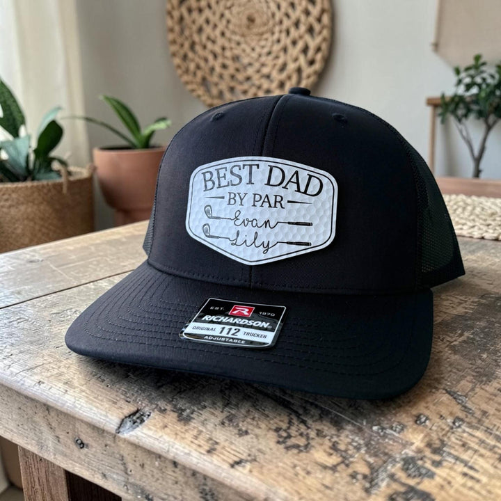 Personalized Best Dad By Par Hat, Custom Papa Grandpa Golf Cap with Kids Names, Father's Day Golf Gift