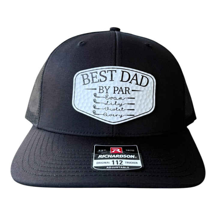 Personalized Best Dad By Par Hat, Custom Papa Grandpa Golf Cap with Kids Names, Father's Day Golf Gift