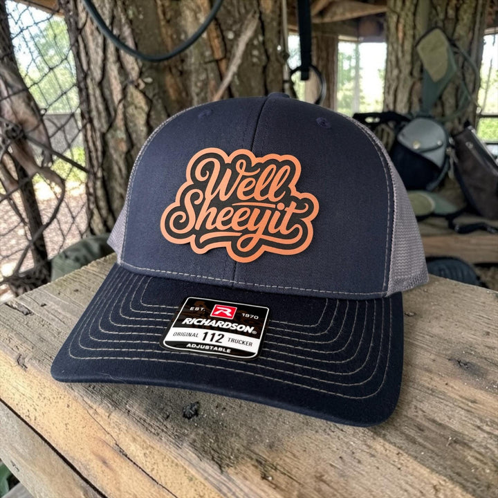 Well Sheeyit Trucker Hat, Leather Patch Snapback, Richardson 112, Funny Southern Saying Hat