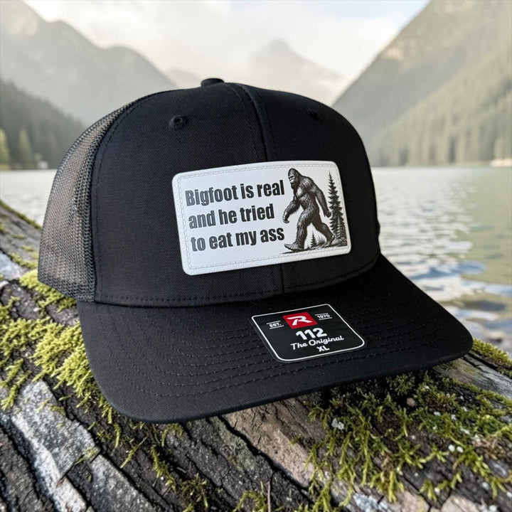 Bigfoot Is Real Hat, Funny Sasquatch Trucker Hat, Richardson 112 Snapback, Hiking Camping Gift