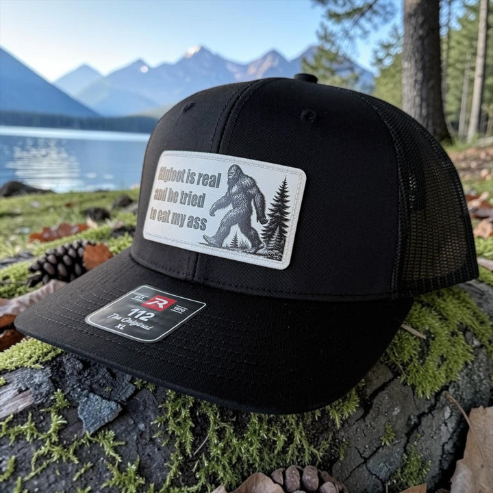 Bigfoot Is Real Hat, Funny Sasquatch Trucker Hat, Richardson 112 Snapback, Hiking Camping Gift