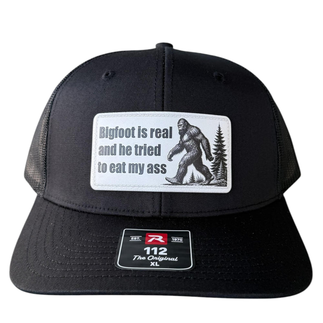 Bigfoot Is Real Hat, Funny Sasquatch Trucker Hat, Richardson 112 Snapback, Hiking Camping Gift