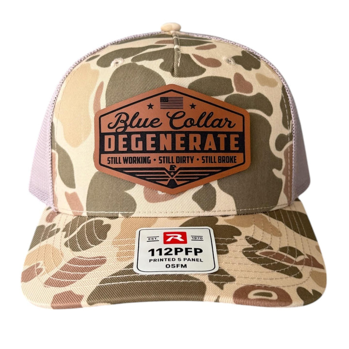 Blue Collar Degenerate Trucker Hat, Funny Snapback Cap, Still Working Still Dirty Still Broke