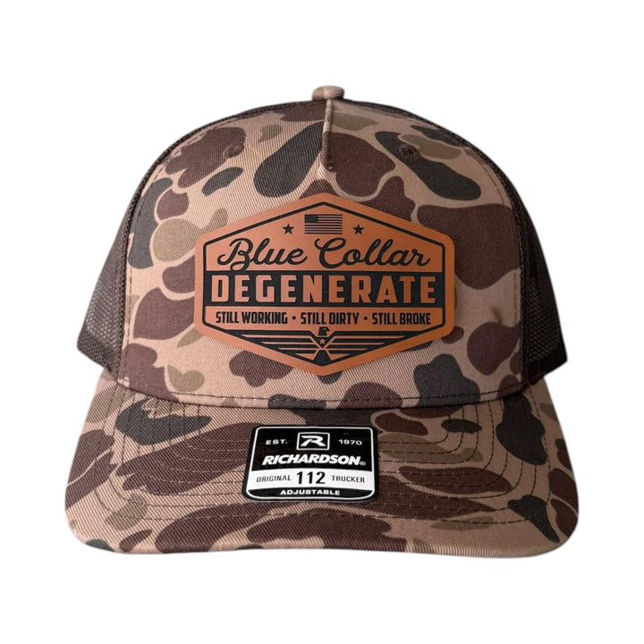 Blue Collar Degenerate Trucker Hat, Funny Snapback Cap, Still Working Still Dirty Still Broke