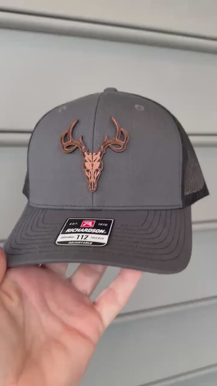Deer Skull Hunting Trucker Hat, Richardson 112, Hunting Dad Gift for Husband Birthday