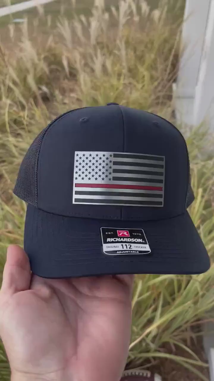 Thin Red Line American Flag Hat for Firefighter, Richardson 112 First Responders Hat